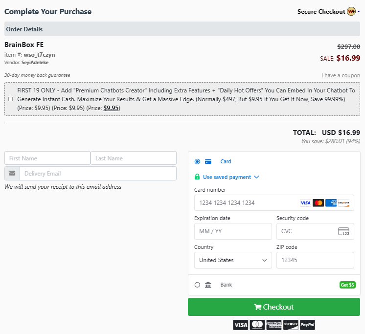 BrainBox-checkout-page